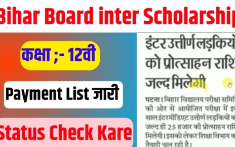 Bihar Board inter Scholarship Payment List 2024