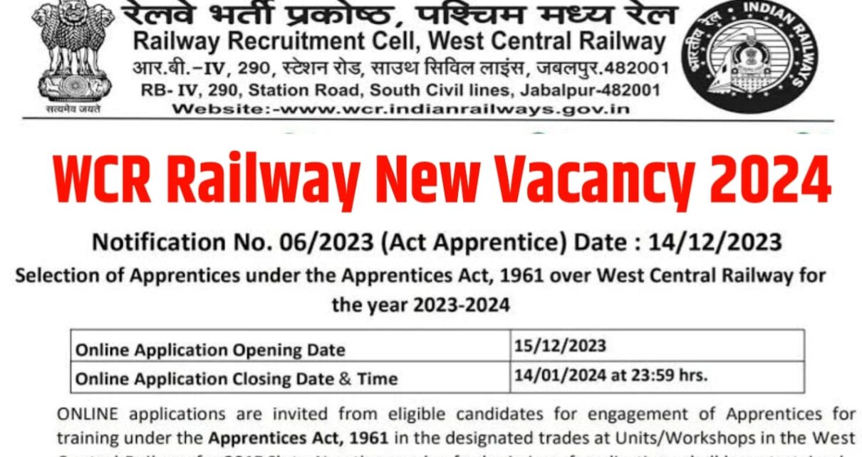 WCR Railway New Vacancy 2024